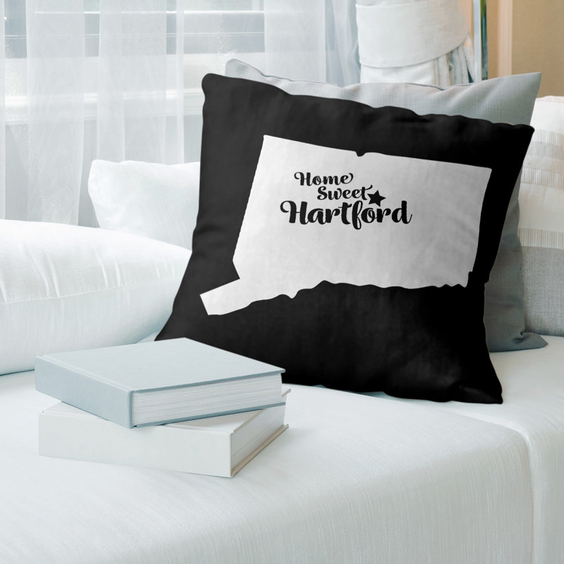 Leather/Suede Reversible Throw Pillow, 16" x 16", Black, Hartford
