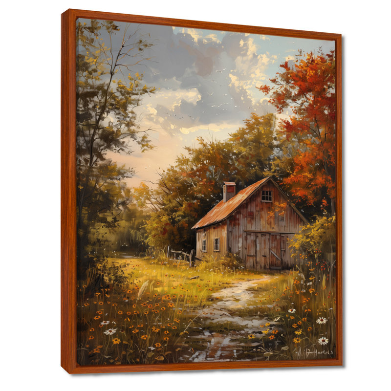 Larissa - Barn Wall Art Print, 32" H x 16" W x  1" D, Brown Floater Framed Canvas