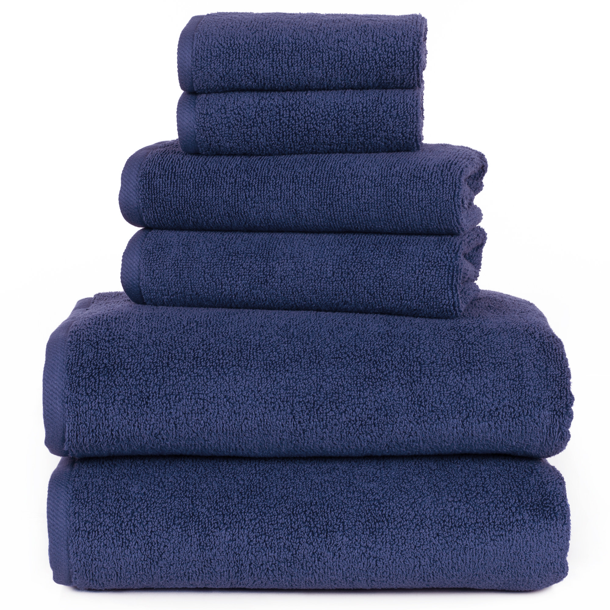 PLYH 6PC 100 Cotton Bath Towel Set with Machine Washable Bath