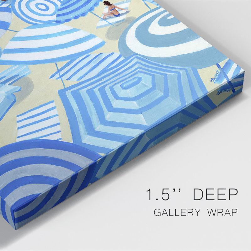 Plage bleu ciel sur toile, H 12 po x l 8 po x P 1 po