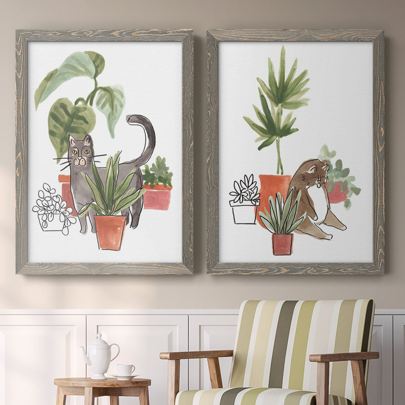 Toile avec cadre I-Premium de Purrfect Plants - prêt à être accroché, H 42,5 po x l 61 po x P 1,5 po, Cadre gris