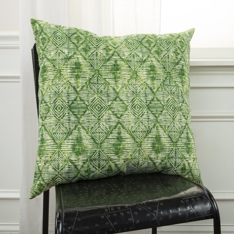 Green Geometric 22" Square Indoor/Outdoor Throw Pillow