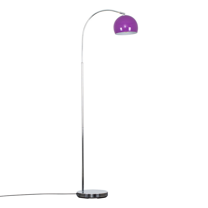 Derosier 152cm Arched Floor Lamp, Chrome, Green