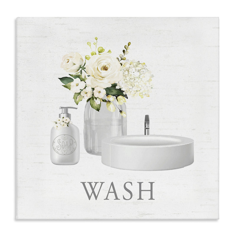 Toile «Wash Hands», conception de lettrage et doublure, H 24 po x l 24 po