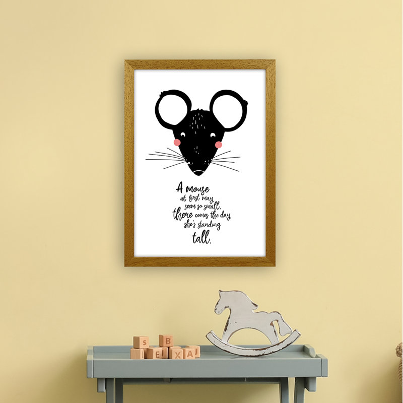 Mouse by Miniofmine - Print, 46cm H x 34cm W x 3cm D, Brown Framed