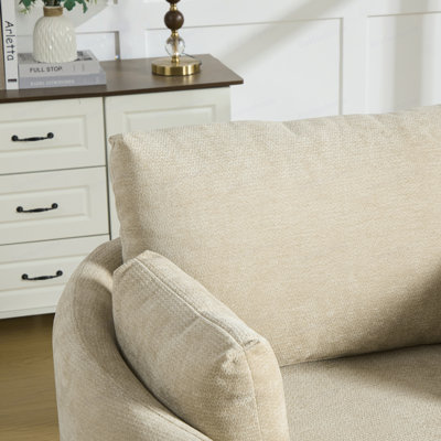 Fauteuil demi-tonneau pivotant de 42,52 po avec chenille, fauteuil d'appoint pivotant à 360 ° avec 3 coussins dodus, fauteuil pivotant rond avec coussin amovible pour le salon