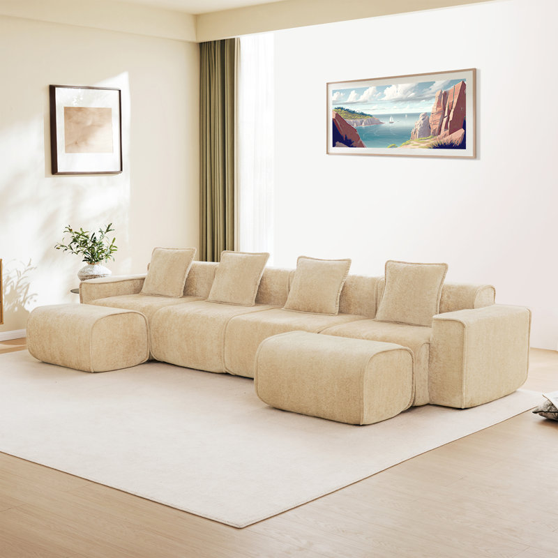Canapé modulaire Boneless, H 31,1 po x l 138,58 po x P 59,84 po, 6, Light Camel