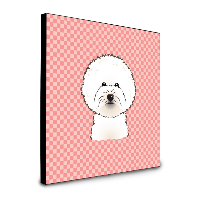Panneau mural d’art Dungorbery, Rose, Bichon frisé blanc