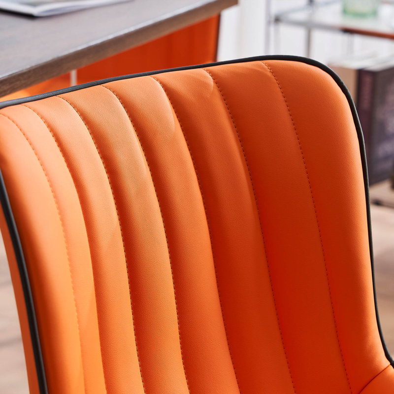 Chaises de salle à manger rembourrées en cuir Heitger, Orange