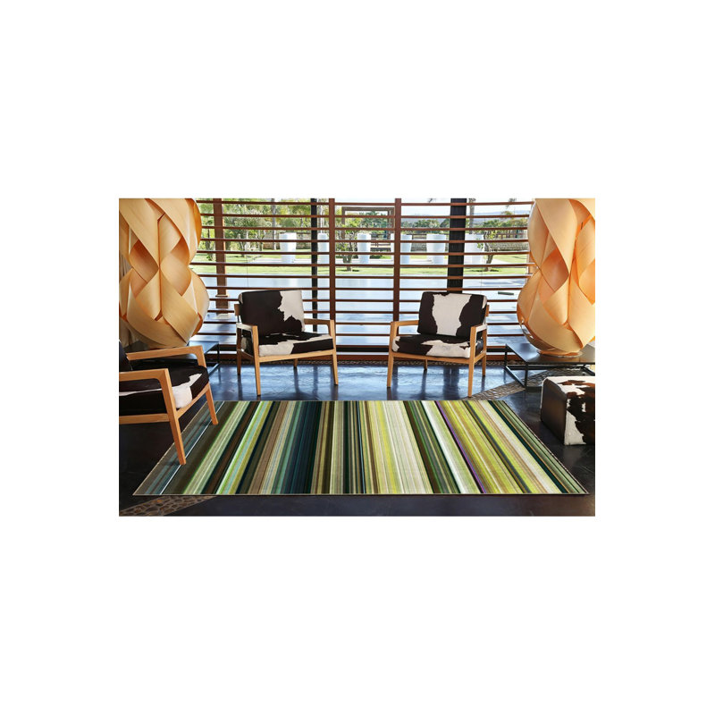 Tapis vert tissé à rayures, Sous-tapis carré 3 pi 3 po inclus
