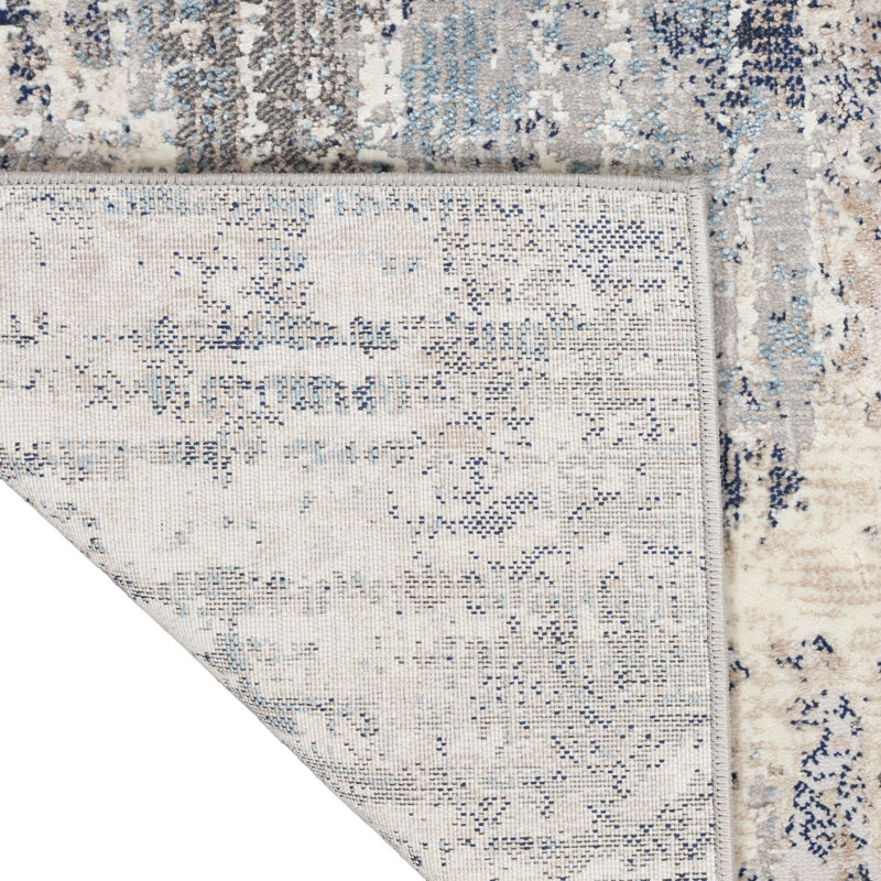 CK022 Infinity  Abstract Ivory/Gray/Blue Area Rug, Runner 2'2" x 7'6"