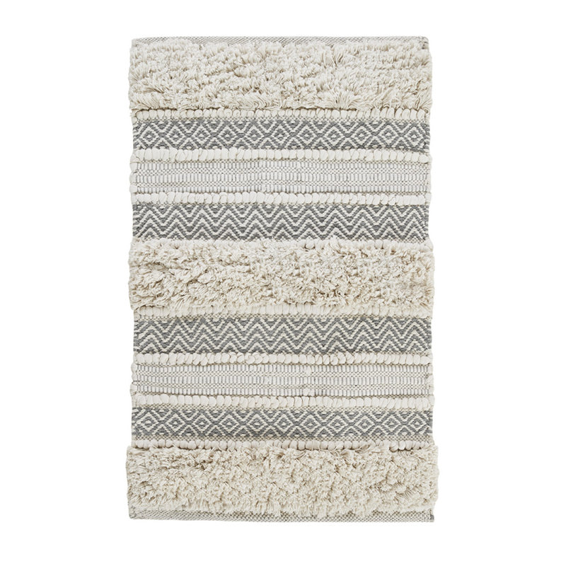 Woven Texture Stripe Bath Rug 20X32", Gray