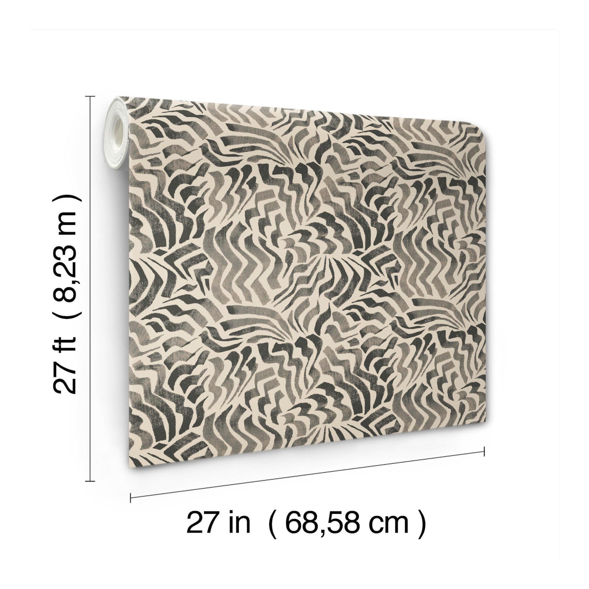 Zora Unpasted Abstract Wallpaper, Black
