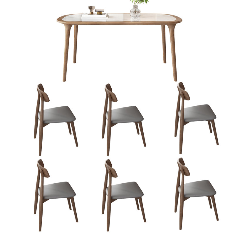 Ensemble de table de salle à manger et de chaises en bois massif Bright Rock, H 29,52 po x L 55,11 po x l 31,49 po