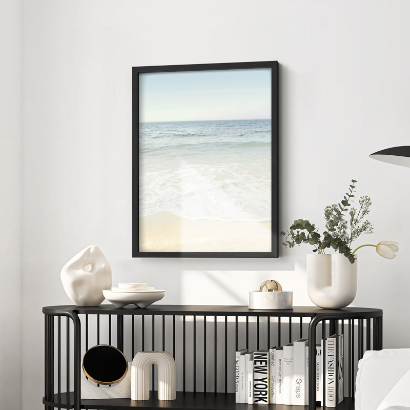 Douces vagues sur la plage de sable, Noir, H 14 po x l 11 po