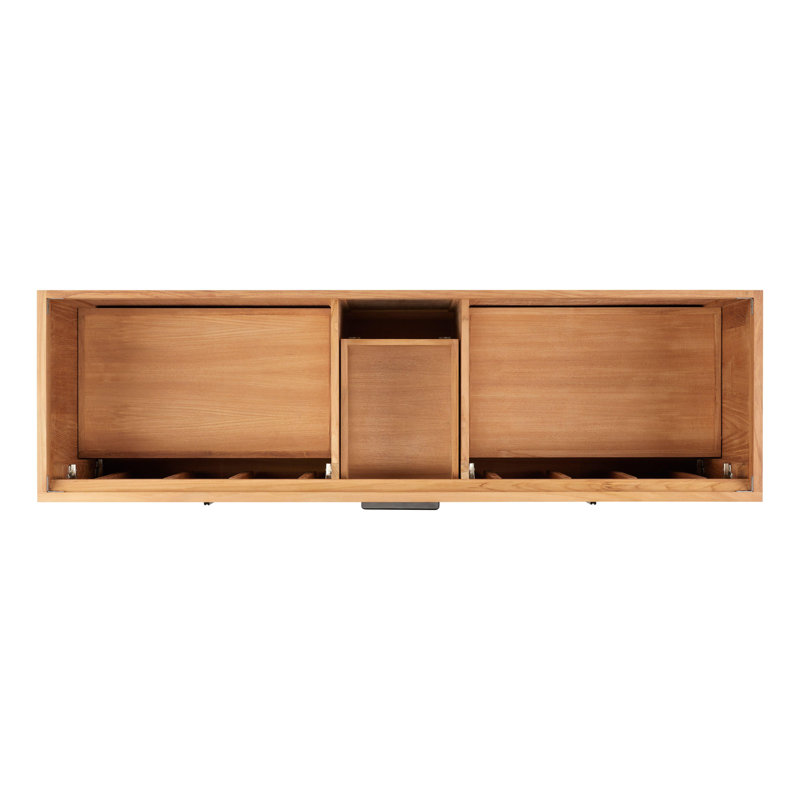 72" Aliso Double Bathroom Vanity Set with Rectangular Undermount Sinks, Carrara Marble, Single-Hole Centered, Natural Teak