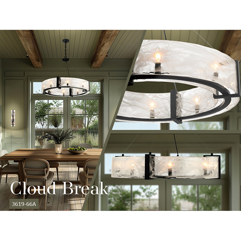 Cloud Break 8 - Light Steel Chandelier