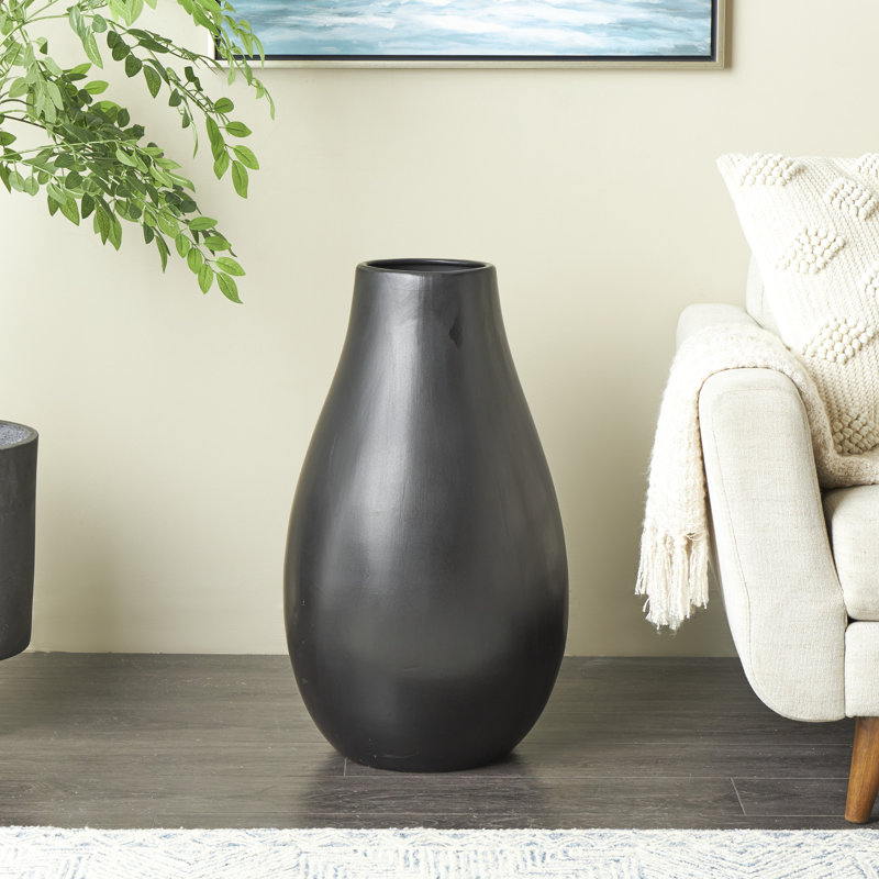 Vase de table en céramique Mable, Noir, H 27,5 po x L 15,5 po x l 15,5 po