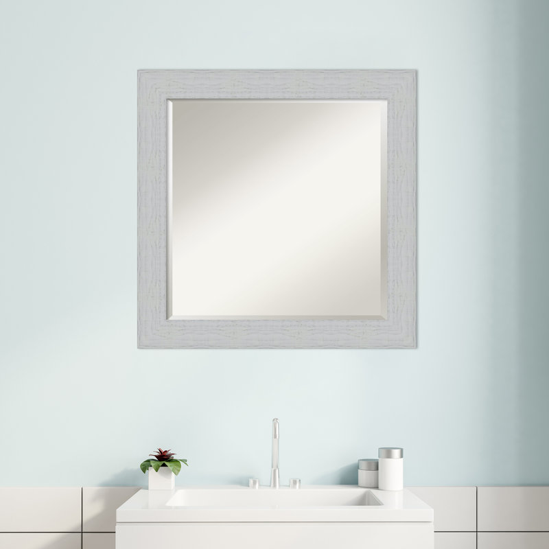 Prynne Flat Mirror, White, 24.25" H x 24.25" W