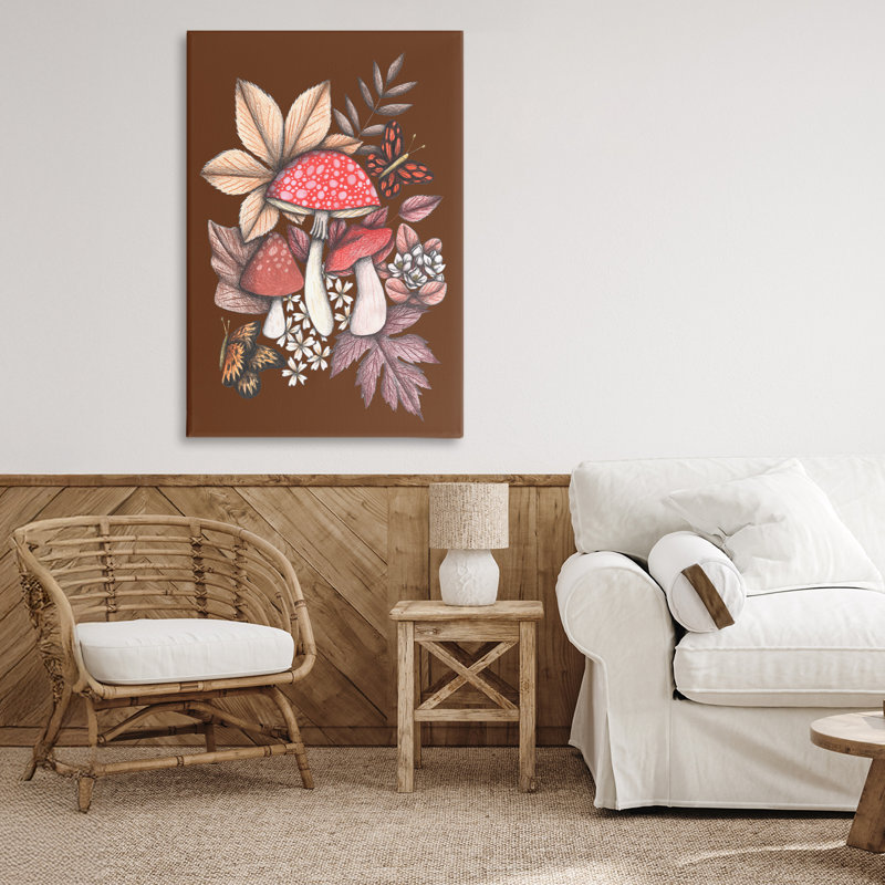 Champignon automnal, toile par Cecilia Battaini, H 20 po x l 30 po