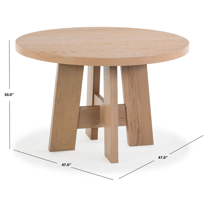 Beverley Round Wood 47 Inch Dining Table, Oak