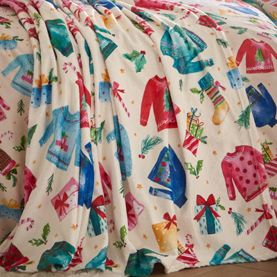 Christmas Jolly Jumpers Cosy Fleece Blanket Throw