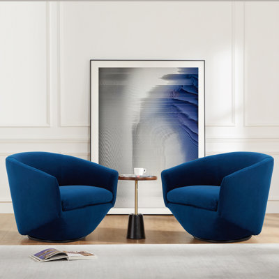 Fauteuil demi-tonneau pivotant en velours Elexi