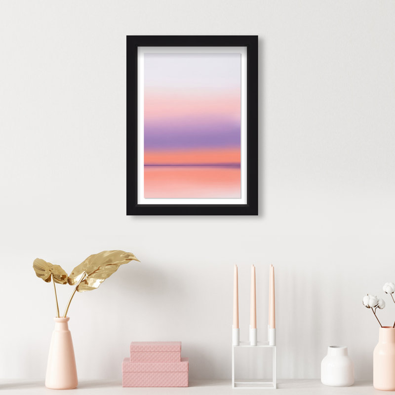 Peach Coastline Print by Oliver Gal, 37.5"H x 25.5"W, Black Shadowbox