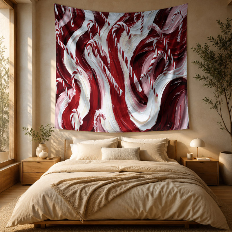 Tapisserie murale «Christmas Candy Canes», 88" x 104"