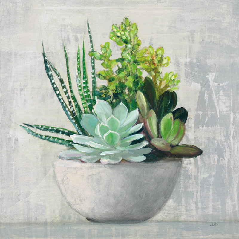 " Succulent Still Life II " by Julia Purinton, 36"H x 36"W, Maple Framed Canvas, No