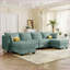 Sectional Sofa, Modern 6-Seat U-Shape Modular Convertible Sofa Bed with Reversible Chaise &amp; Storage Seats | Linen | Light Green-796631524