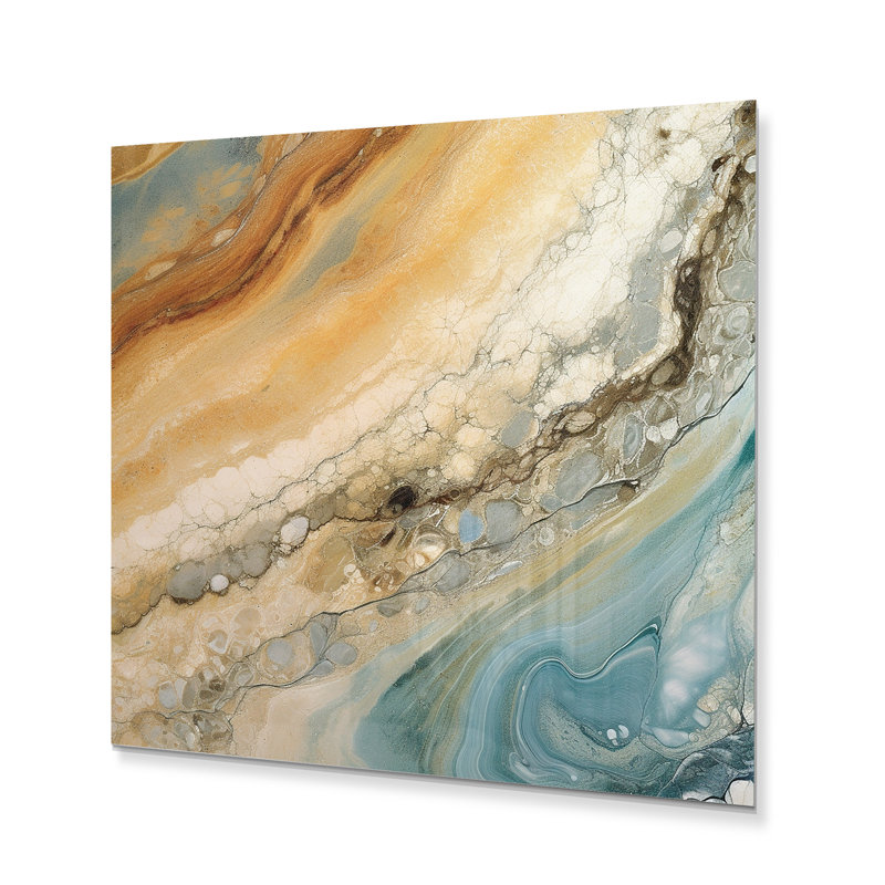 Beige bleu turquoise Symphony - impression sans cadre sur métal, H 29 po x l 29 po x P 1 po