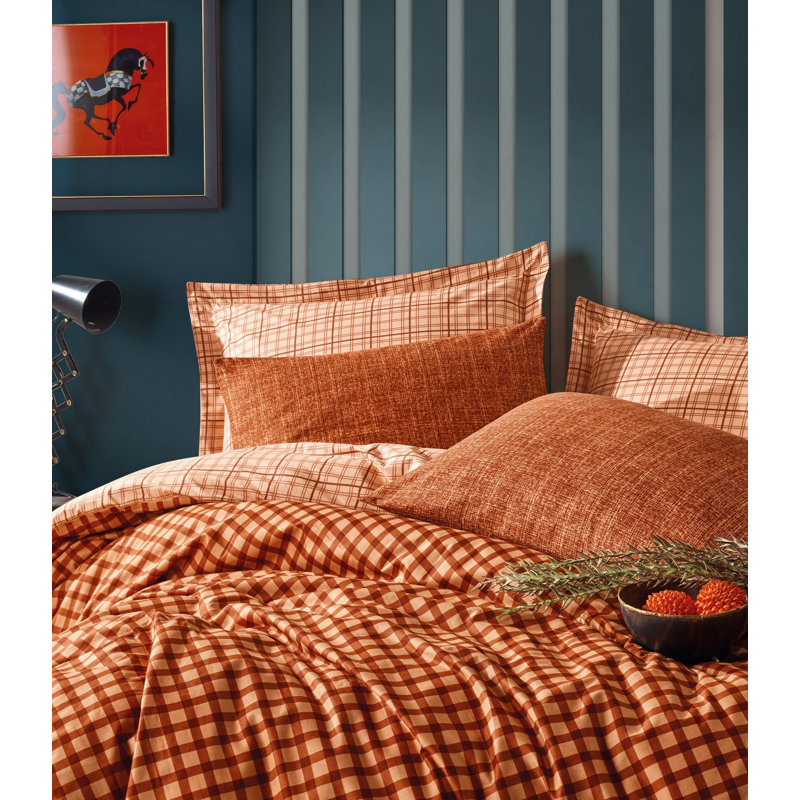 Ensemble de housse de couette 100% coton brun 4 pièces Wenner