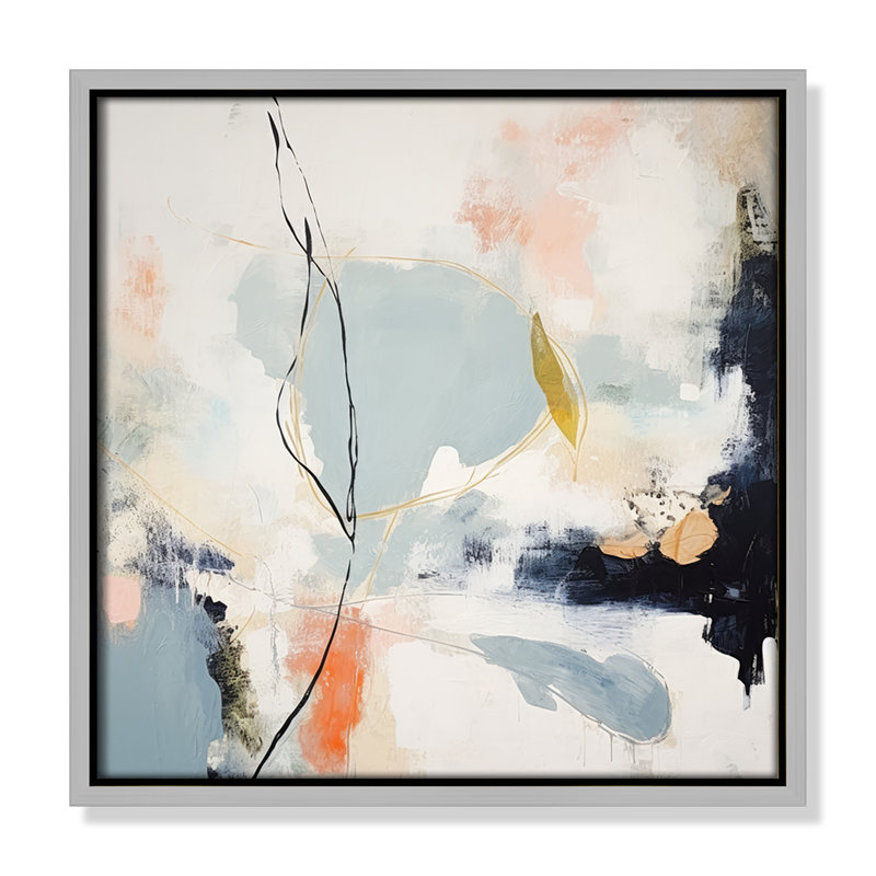«Ethereal Blue Beats I Print» par Irena Orlov, L 13,5 po x H 13,5 po, Toile avec cadre, Flottant argent