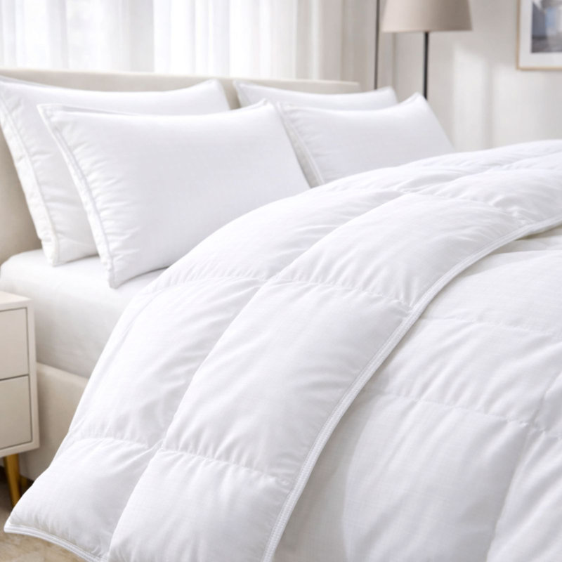 Couette blanche en duvet synthétique et housse de couette toutes saisons lavable à la machine pour grand lit, Grand