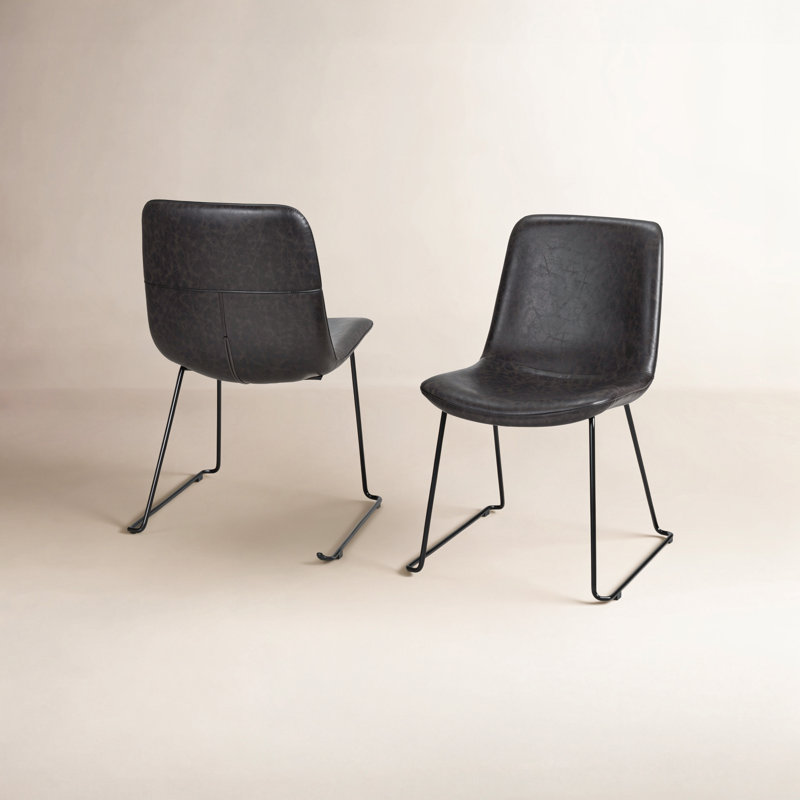 Chaise d'appoint rembourrée Evadine, Noir, Noir