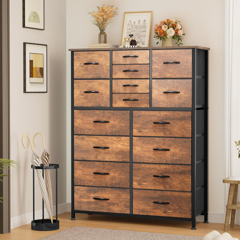 Commode 16 tiroirs, Brun rustique