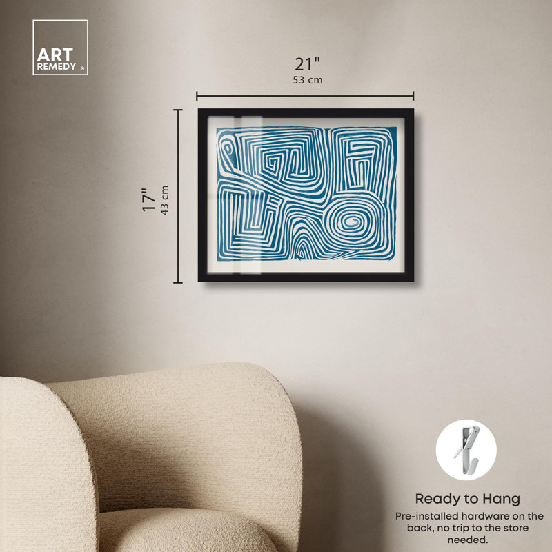 «Maze Loop II Shadowbox Print Boho Art» par Art Remedy, Noir, H 17 po x l 21 po