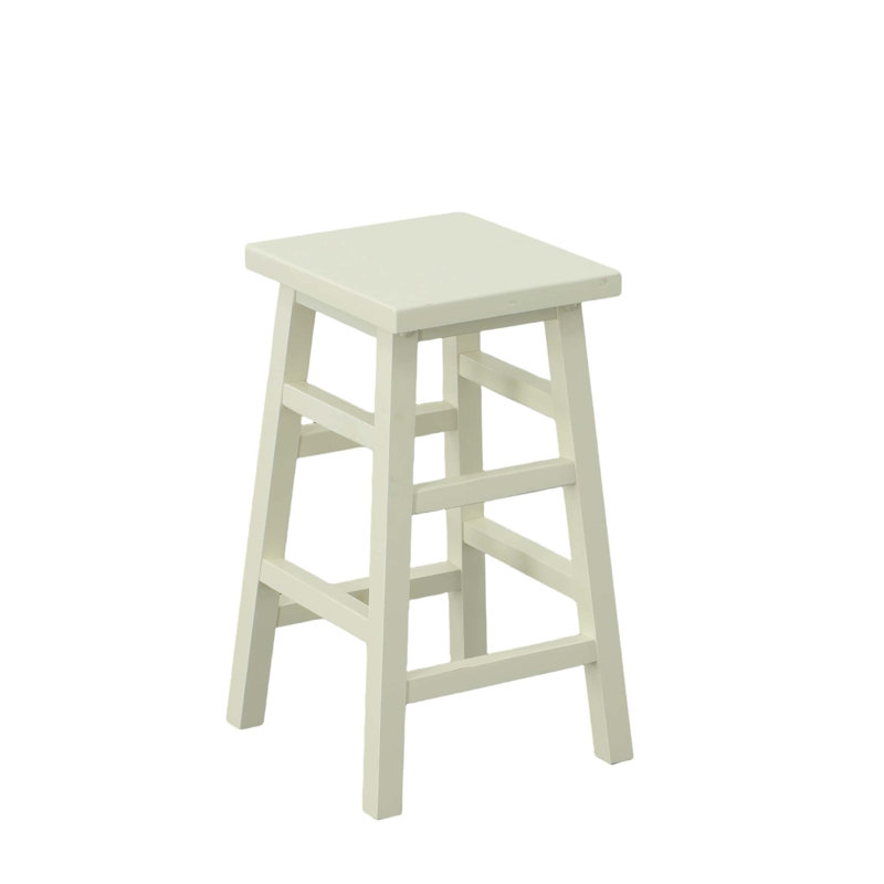 Tabouret de comptoir Classic ivoire 24 po avec repose-pieds intégré, Blanc antique