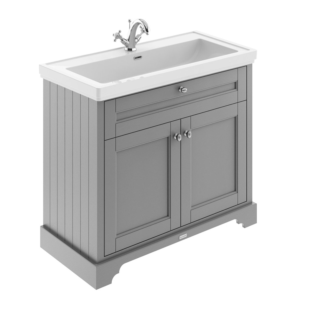 Hudson Reed Old London 1000mm 2-Door Vanity Unit & Fireclay Basin - Storm Grey - Image 3