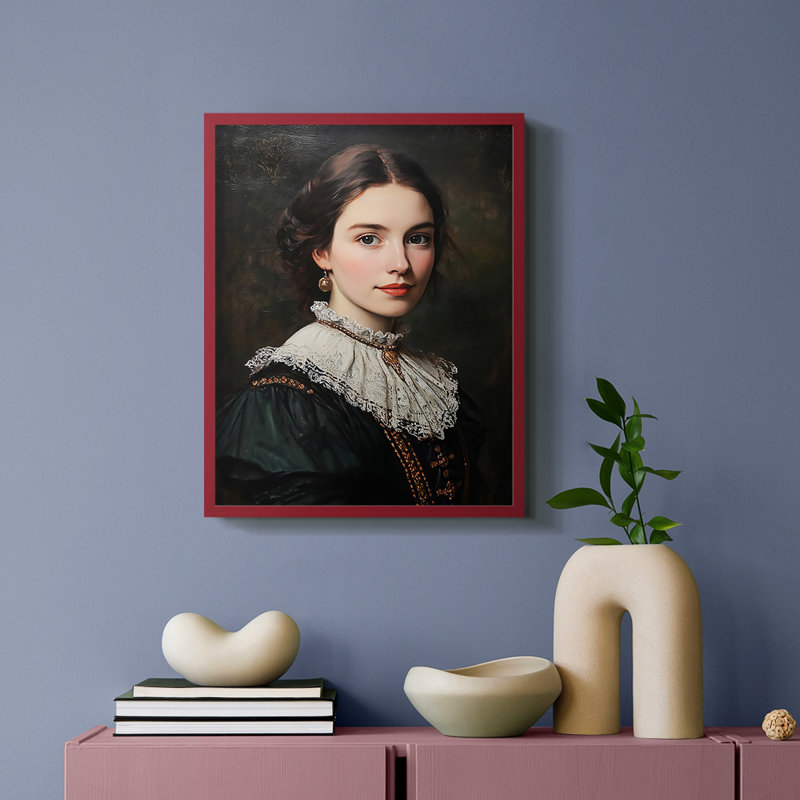 Série CXCV WOMEN - reproduction encadrée de qualité supérieure - prête à être accrochée - aucun clou requis, Cadre rouge