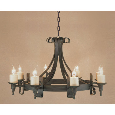 Grandfield 8-Light Wagon Wheel Chandelier