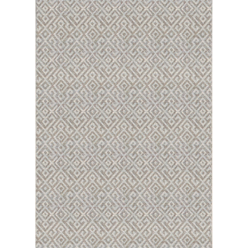 Tapis d'extérieur à motif géométrique moka Caleigha Performance, Tapis de couloir 2 pi 3 po x 7 pi 10 po