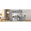 Lit mezzanine double en bois avec bureau en U, compartiments de rangement et miroir à trois volets-1270963178