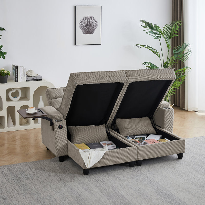 Multifunctional Sofas With Storage, Wood Frame Modern Sleeper For Home