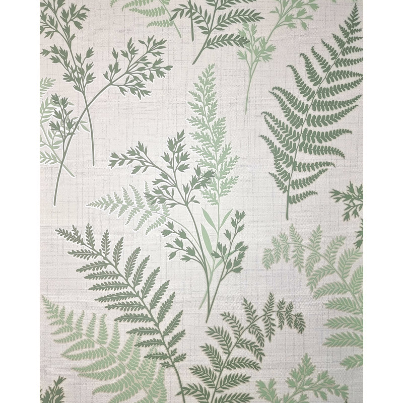 Fern 10m x 52cm Wallpaper Roll, Green