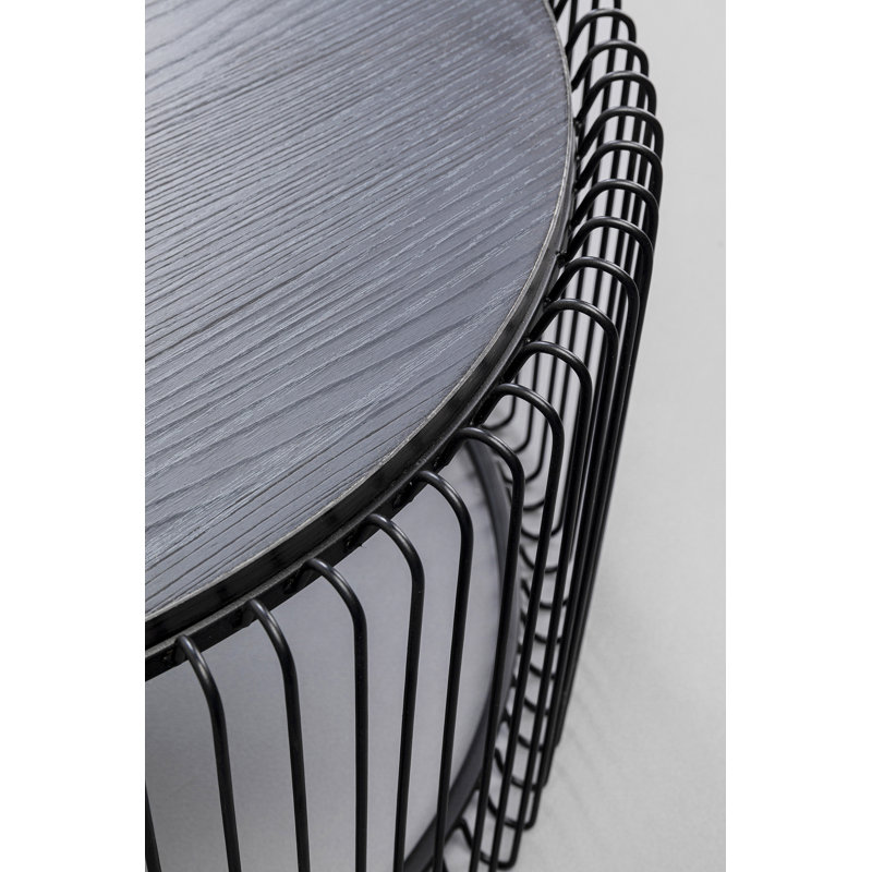 Wire Frame Coffee Table with Storage, Black wood