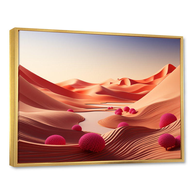 Horizon aride sur la planète Mars - désert, art mural, Cadre flottant doré, H 30 po x l 40 po x P 1,5 po