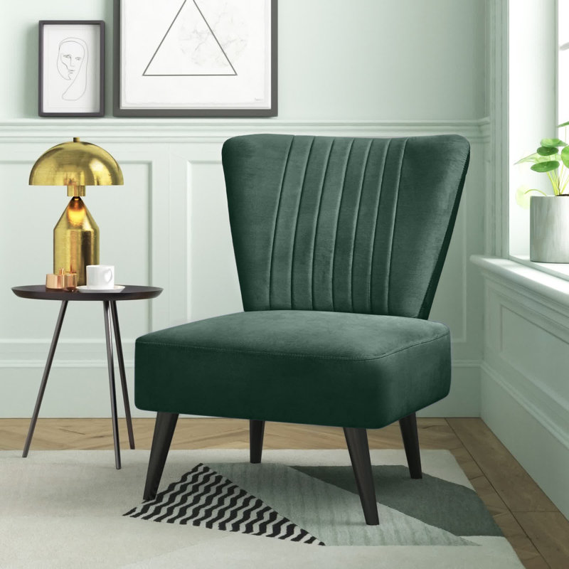 Collin Upholstered Slipper Chair, Hunter Green Velvet
