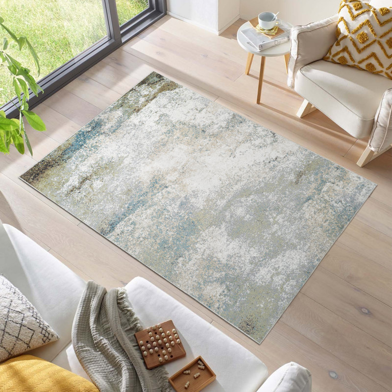 Machine Washable Henry Green/Ivory Rug, Rectangle 7'7" x 10'
